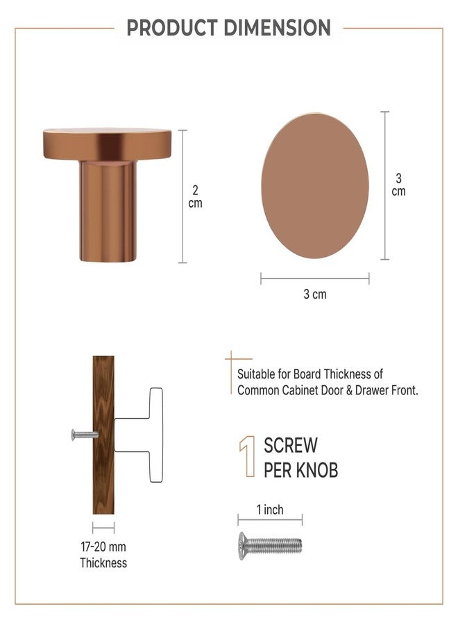 LAPO 6 Piece Knobs for Cabinets- Modern Stainless Steel Drawer Knob for Kitchen, Wardrobe, Cupboard, and Home Furniture (PVD Rose Gold Finish) - Image 2